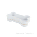 Bone Shaped Pet Feeding Bowl White Ceramic